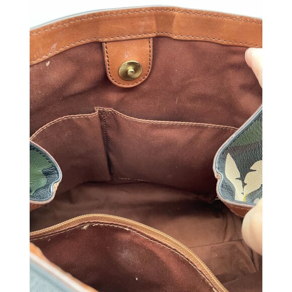 Vtg. Fossil Vinyl Leather Large Floral Rachel Tote Shoulder Bag w Matching Makeu - Picture 2 of 12